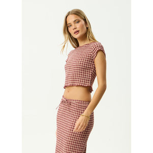 Afends Capricorn Seersucker Top - Burgundy | Shop Afends online with Pavement Skate Store and enjoy free Aotearoa shipping on orders over $100*!