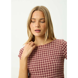 Afends Capricorn Seersucker Top - Burgundy | Shop Afends online with Pavement Skate Store and enjoy free Aotearoa shipping on orders over $100*!