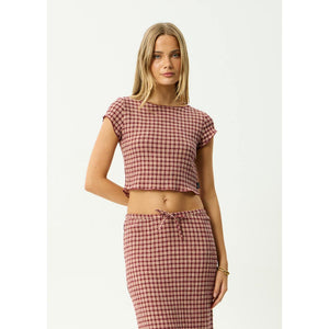 Afends Capricorn Seersucker Top - Burgundy | Shop Afends online with Pavement Skate Store and enjoy free Aotearoa shipping on orders over $100*!