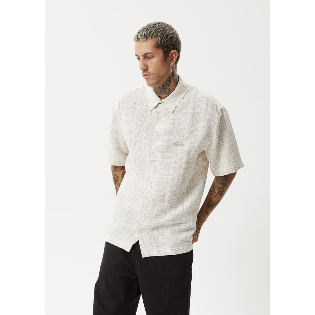 AFENDS CRISS CROSS SHORT SLEEVE SHIRT - TAUPE