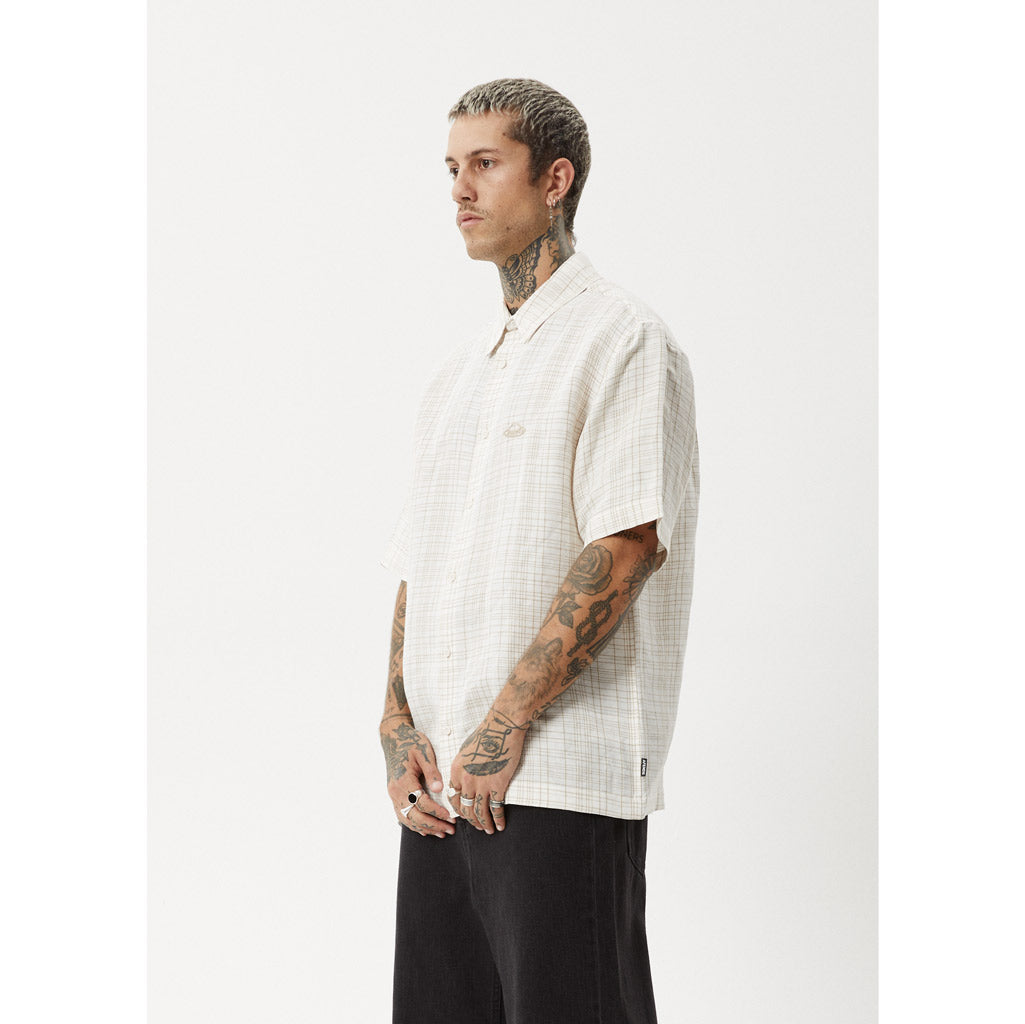 AFENDS CRISS CROSS SHORT SLEEVE SHIRT - TAUPE