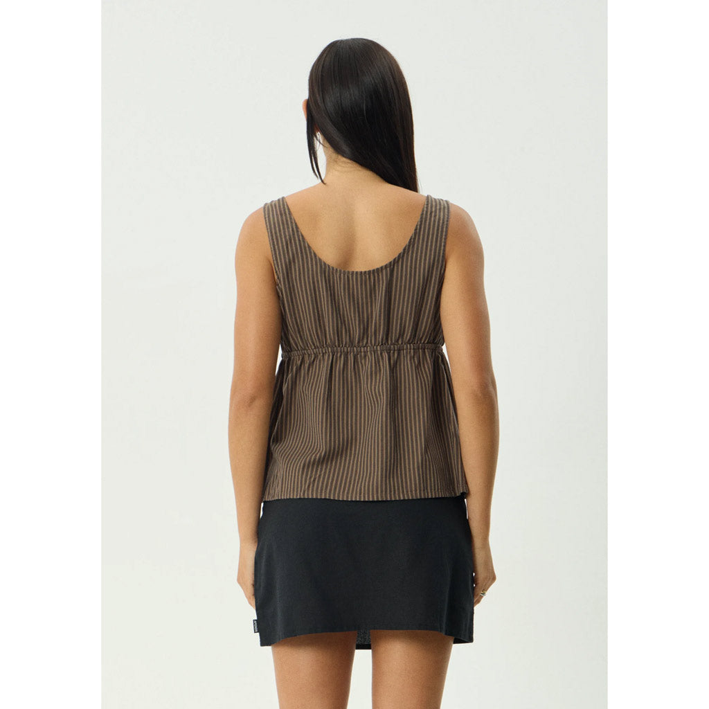 Afends Cyrus Tie Top - Coffee Stripe | Shop Afends online with Pavement Skate Store with free Aotearoa NZ shipping on orders over $100*