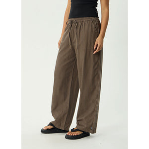 Afends Cyrus Wide Leg Pant - Coffee Stripe | Shop Afends online with Pavement Skate Store with free Aotearoa NZ shipping on orders over $100*