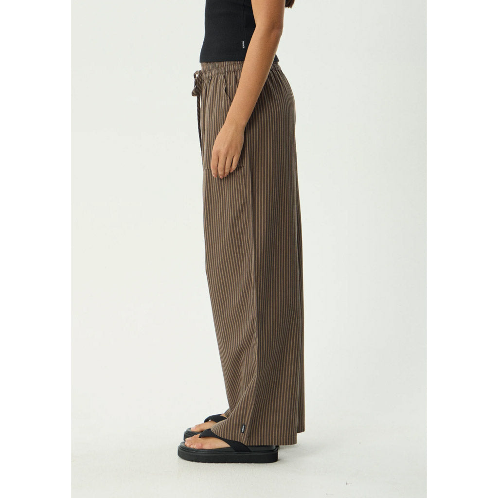 Afends Cyrus Wide Leg Pant - Coffee Stripe | Shop Afends online with Pavement Skate Store with free Aotearoa NZ shipping on orders over $100*