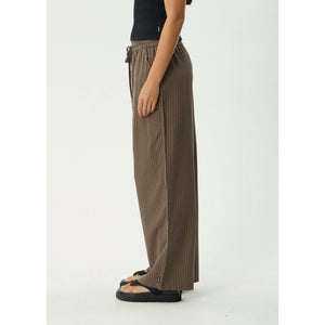 Afends Cyrus Wide Leg Pant - Coffee Stripe | Shop Afends online with Pavement Skate Store with free Aotearoa NZ shipping on orders over $100*