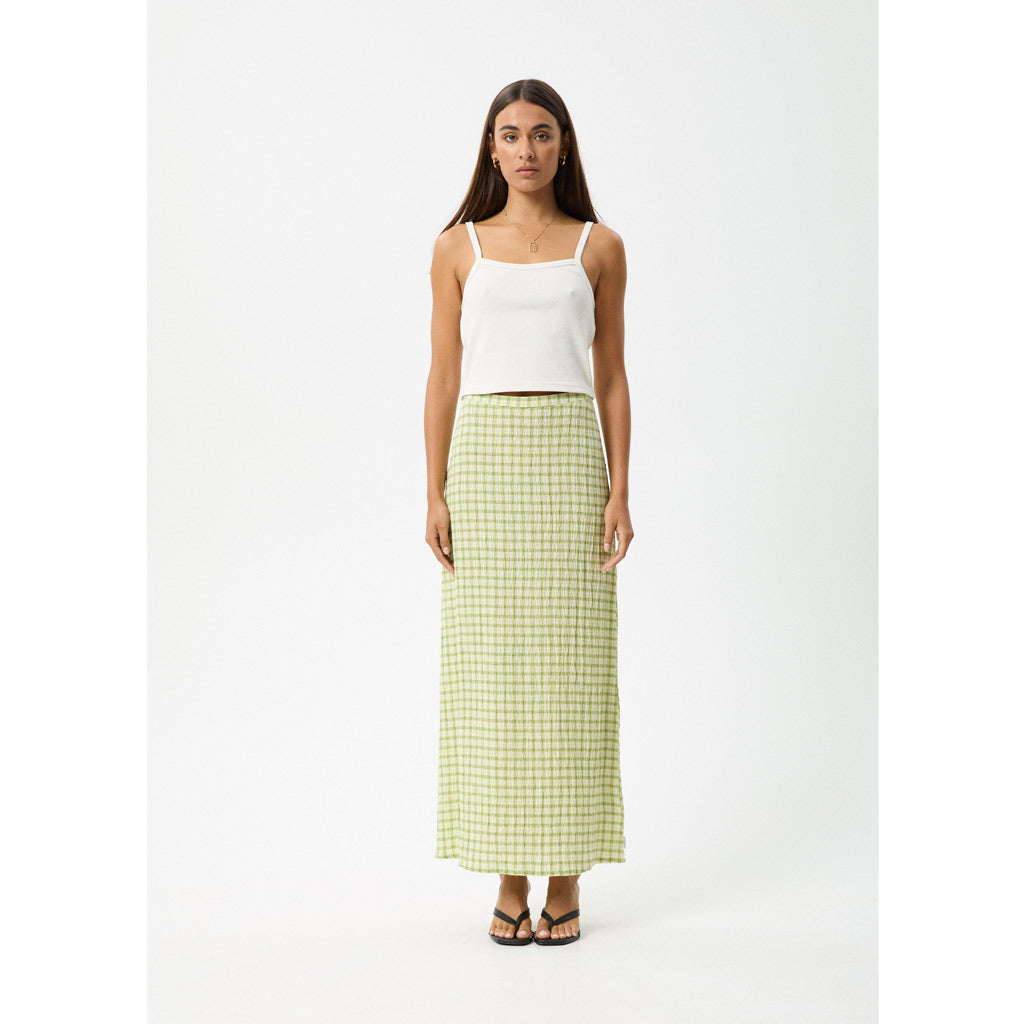 Afends Darcy Hemp Check Maxi Skirt - Lemongrass Check. Style: W244901-LMC. Shop Afends women's clothing and accessories online with Pavement, Dunedin's independent skate store est.2009. Free NZ shipping over $150 - Same day Dunedin delivery - Easy returns.