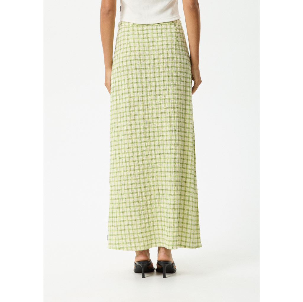 AFENDS DARCY HEMP CHECK MAXI SKIRT - LEMONGRASS CHECK