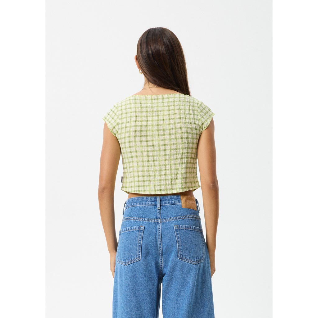 AFENDS DARCY HEMP CHECK TOP - LEMONGRASS CHECK