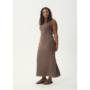 Afends Hometown Seersucker Maxi Dress in Coffee | Shop Afends with Pavement online and recieved free Aotearoa NZ shipping on orders over $100*!