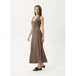Afends Hometown Seersucker Maxi Dress in Coffee | Shop Afends with Pavement online and recieved free Aotearoa NZ shipping on orders over $100*!