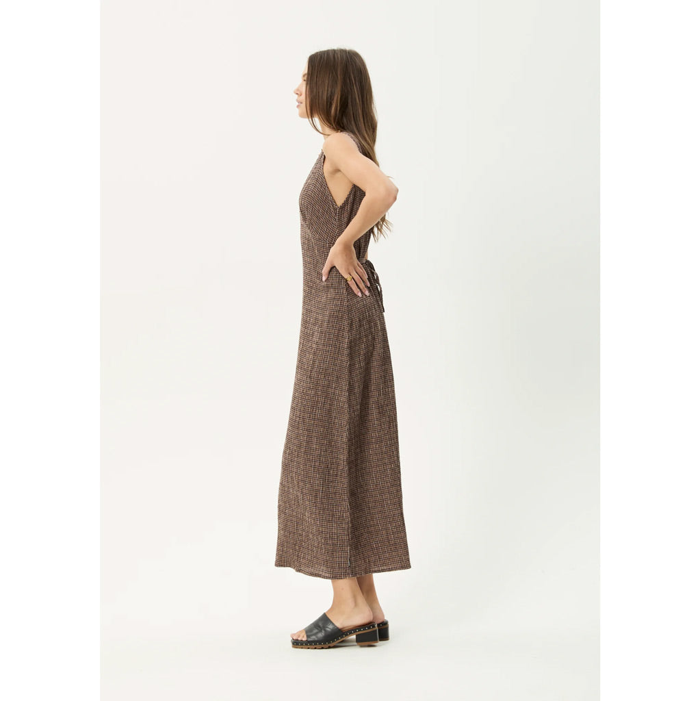 Afends Hometown Seersucker Maxi Dress in Coffee | Shop Afends with Pavement online and recieved free Aotearoa NZ shipping on orders over $100*!
