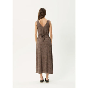 Afends Hometown Seersucker Maxi Dress in Coffee | Shop Afends with Pavement online and recieved free Aotearoa NZ shipping on orders over $100*!