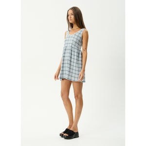 Afends Lagoon Jesse Seersucker Mini Dress in Overcast Check | Shop Afends clothing online with Pavement and enjoy free Aotearoa shipping on orders over $100*!