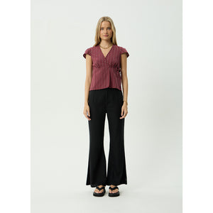 Afends Ledger Wrap Top in Burgundy Stripe | Shop Afends clothing online with Pavement and enjoy free Aotearoa shipping on orders over $100*!