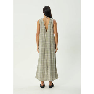 Afends Scout Maxi Dress - Olive Check | Shop Afends online with Pavement Skate Store with free Aotearoa NZ shipping on orders over $100*