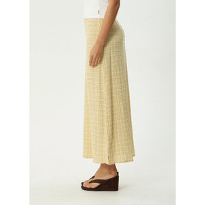 Afends Sunday Seersucker Maxi Skirt - Lemon Check | Shop Afends online with Pavement Skate Store with free Aotearoa NZ shipping on orders over $100*