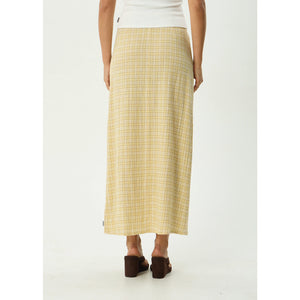 Afends Sunday Seersucker Maxi Skirt - Lemon Check | Shop Afends online with Pavement Skate Store with free Aotearoa NZ shipping on orders over $100*