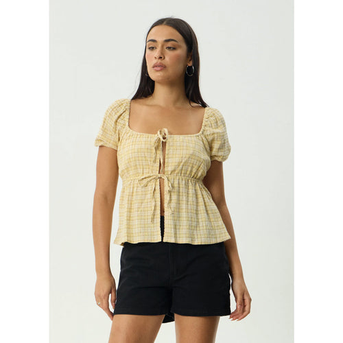 Afends Sunday Seersucker Top in Lemon Check | Shop Afends with Pavement online and recieved free Aotearoa NZ shipping on orders over $100*!
