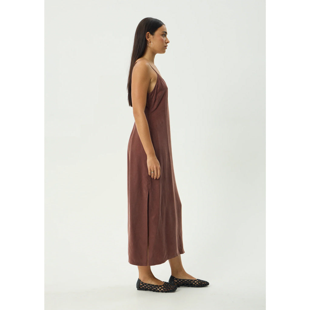 Afends Valley Cupro Midi Dress in Hazelnut | Shop Afends with Pavement online and recieved free Aotearoa NZ shipping on orders over $100*!