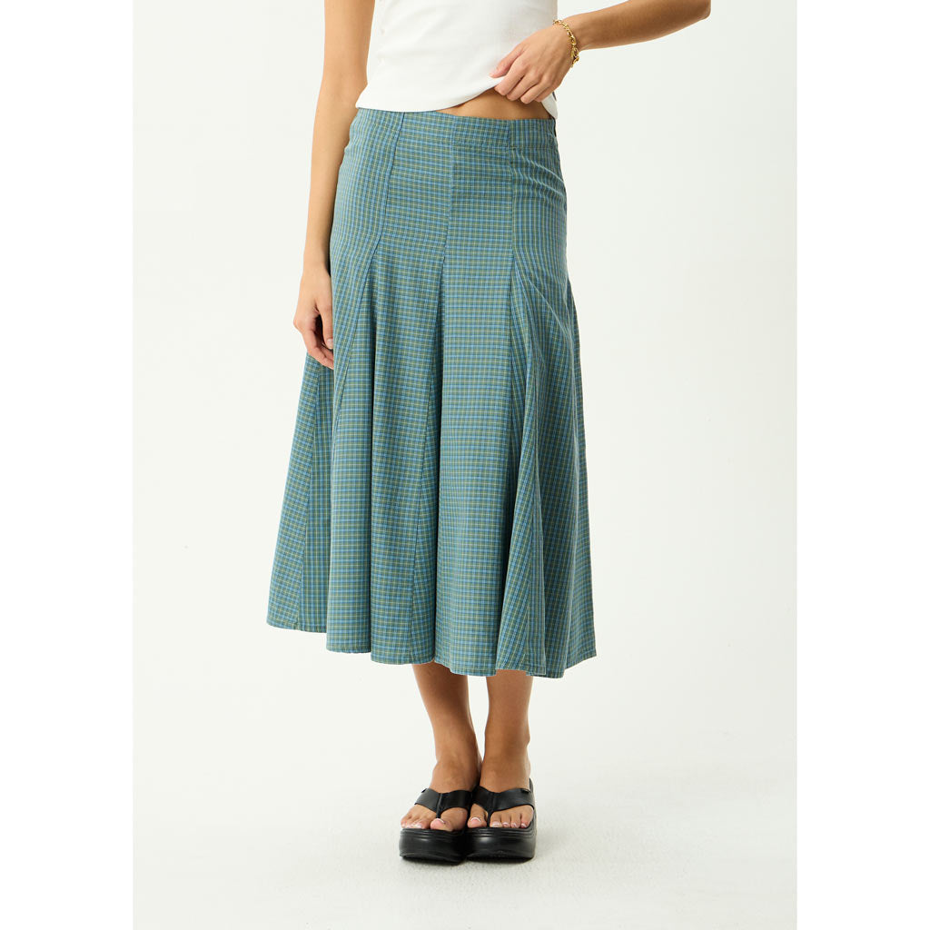 Afends Voyager Midi Skirt in Deep Olive Voyager | Shop Afends online with Pavement Skate Store and enjoy free Aotearoa shipping on orders over $100*!
