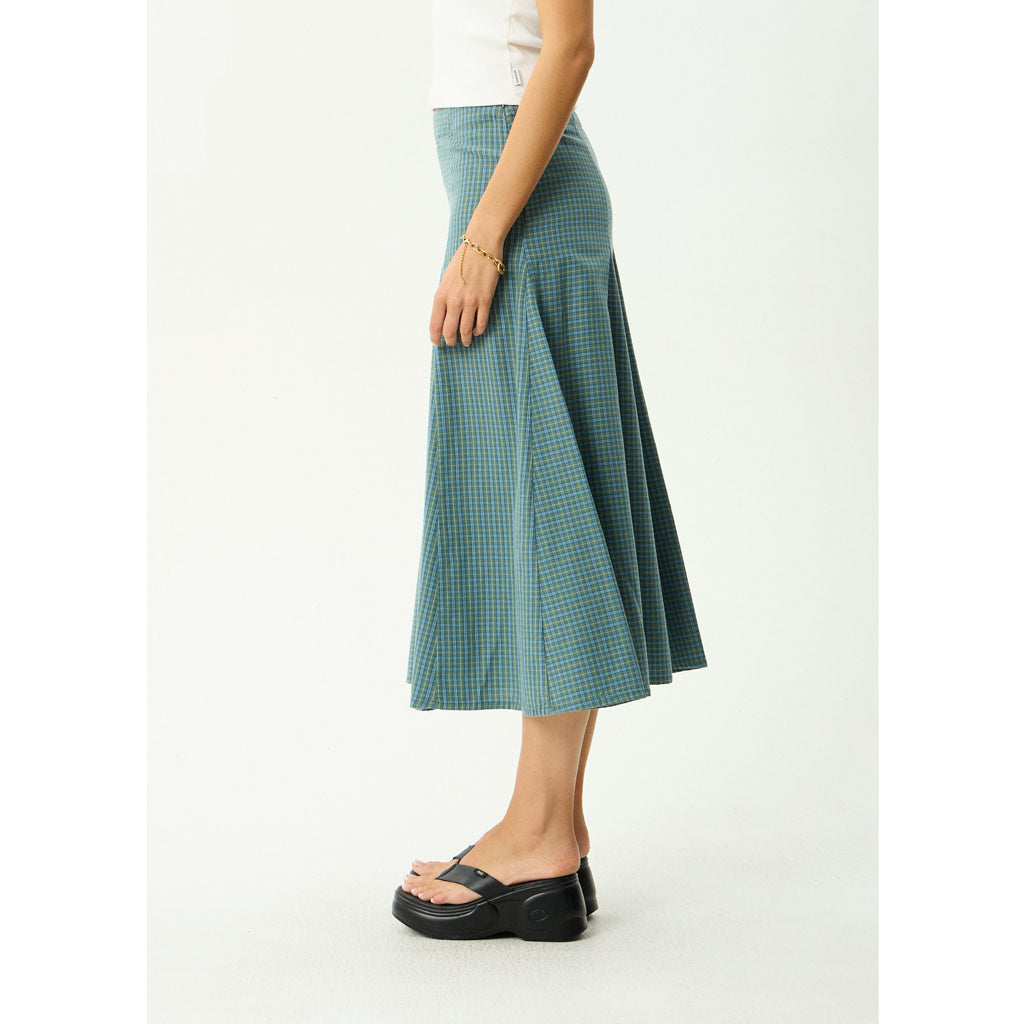 Afends Voyager Midi Skirt in Deep Olive Voyager | Shop Afends online with Pavement Skate Store and enjoy free Aotearoa shipping on orders over $100*!