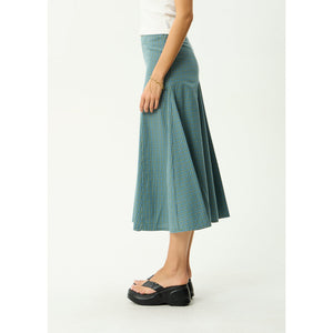 Afends Voyager Midi Skirt in Deep Olive Voyager | Shop Afends online with Pavement Skate Store and enjoy free Aotearoa shipping on orders over $100*!