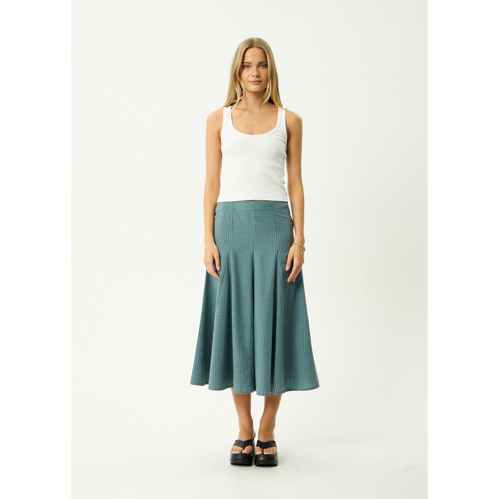 Afends Voyager Midi Skirt in Deep Olive Voyager | Shop Afends online with Pavement Skate Store and enjoy free Aotearoa shipping on orders over $100*!