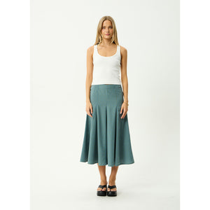 Afends Voyager Midi Skirt in Deep Olive Voyager | Shop Afends online with Pavement Skate Store and enjoy free Aotearoa shipping on orders over $100*!