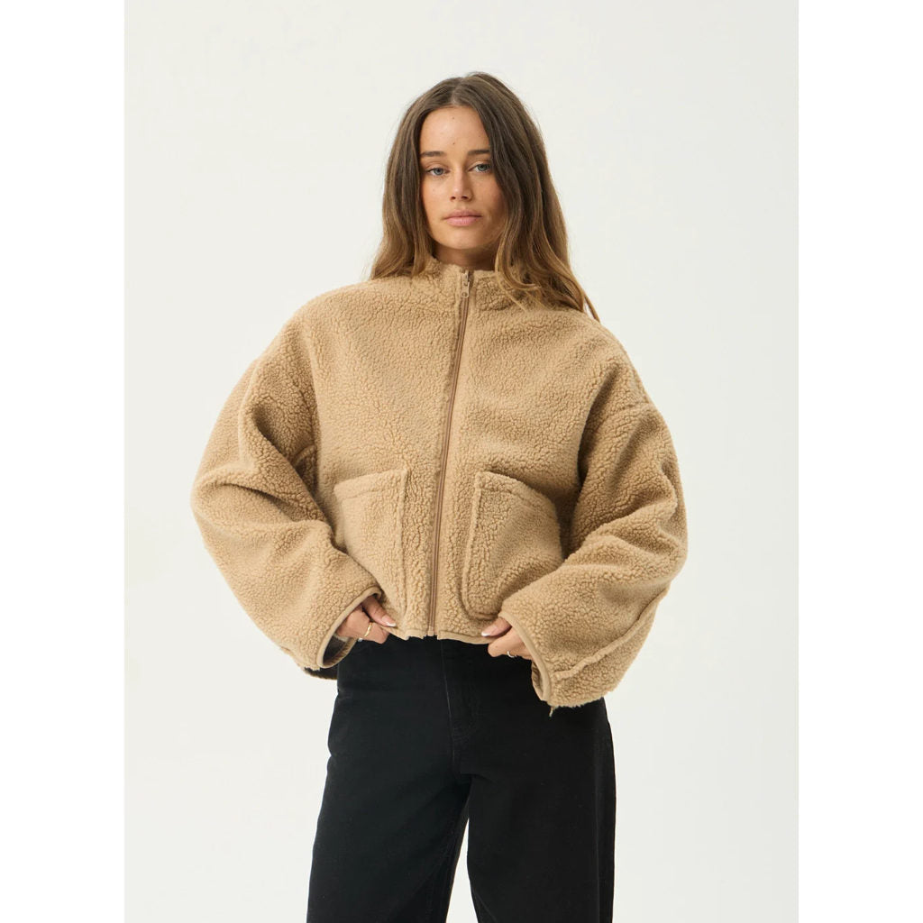 Afends Berlin Reversible Polar Fleece Jacket - Almond Check | Shop Afends womens clothing online with Pavement Skate Store with free NZ shipping over $100*!
