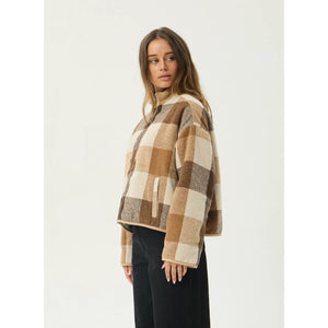 Afends Berlin Reversible Polar Fleece Jacket - Almond Check | Shop Afends womens clothing online with Pavement Skate Store with free NZ shipping over $100*!