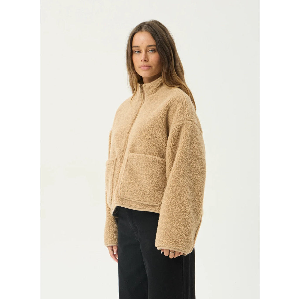 Afends Berlin Reversible Polar Fleece Jacket - Almond Check | Shop Afends womens clothing online with Pavement Skate Store with free NZ shipping over $100*!