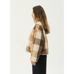 Afends Berlin Reversible Polar Fleece Jacket - Almond Check | Shop Afends womens clothing online with Pavement Skate Store with free NZ shipping over $100*!
