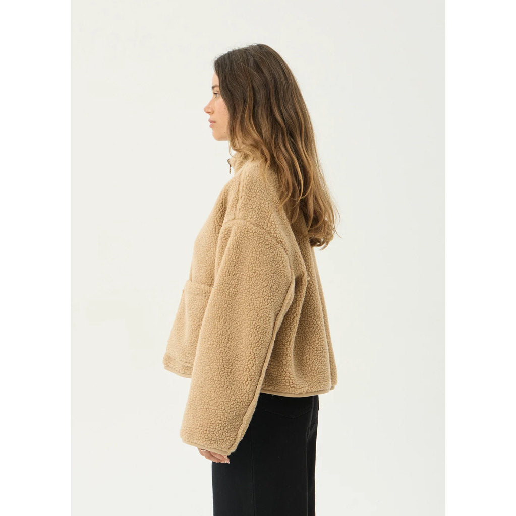 Afends Berlin Reversible Polar Fleece Jacket - Almond Check | Shop Afends womens clothing online with Pavement Skate Store with free NZ shipping over $100*!