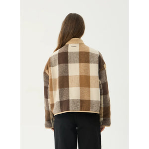 Afends Berlin Reversible Polar Fleece Jacket - Almond Check | Shop Afends womens clothing online with Pavement Skate Store with free NZ shipping over $100*!