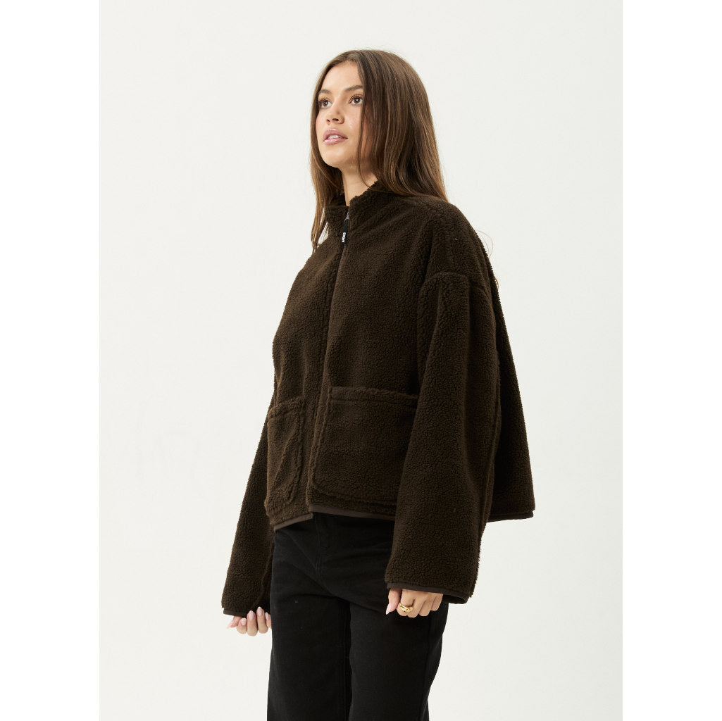 Afends Berlin Reversible Polar Fleece Jacket  in Coffee | Shop Afends women's clothing online with Pavement and enjoy free Aotearoa NZ shipping over $100*!