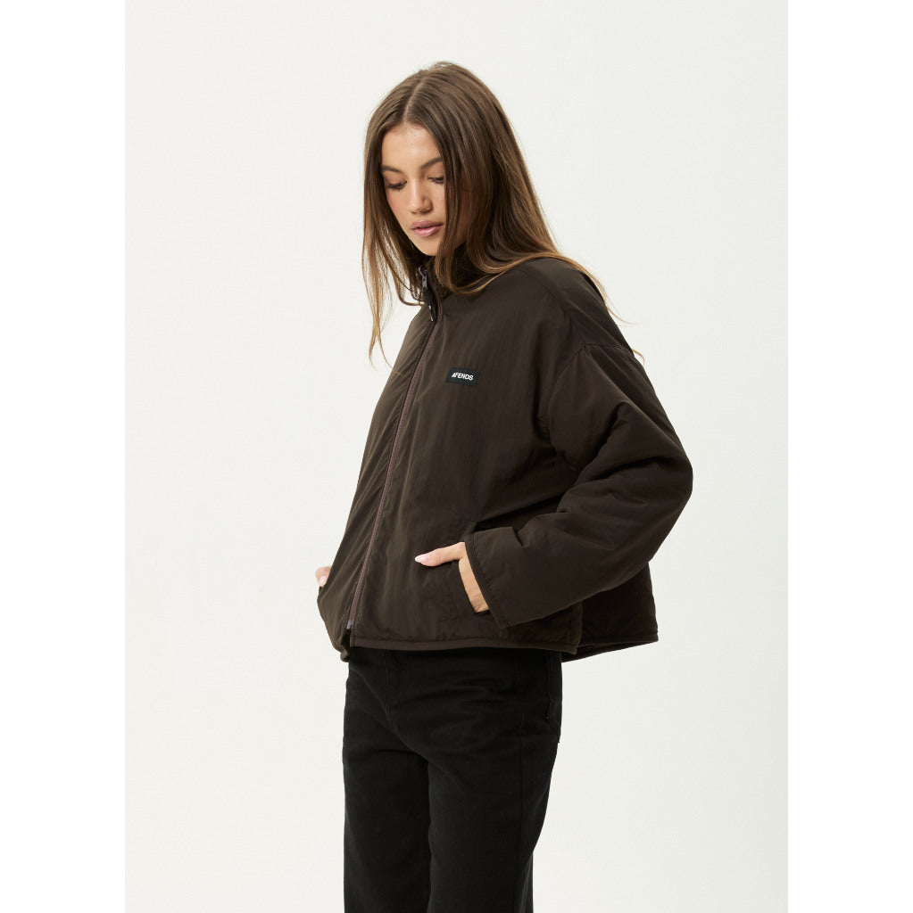 Afends Berlin Reversible Polar Fleece Jacket  in Coffee | Shop Afends women's clothing online with Pavement and enjoy free Aotearoa NZ shipping over $100*!