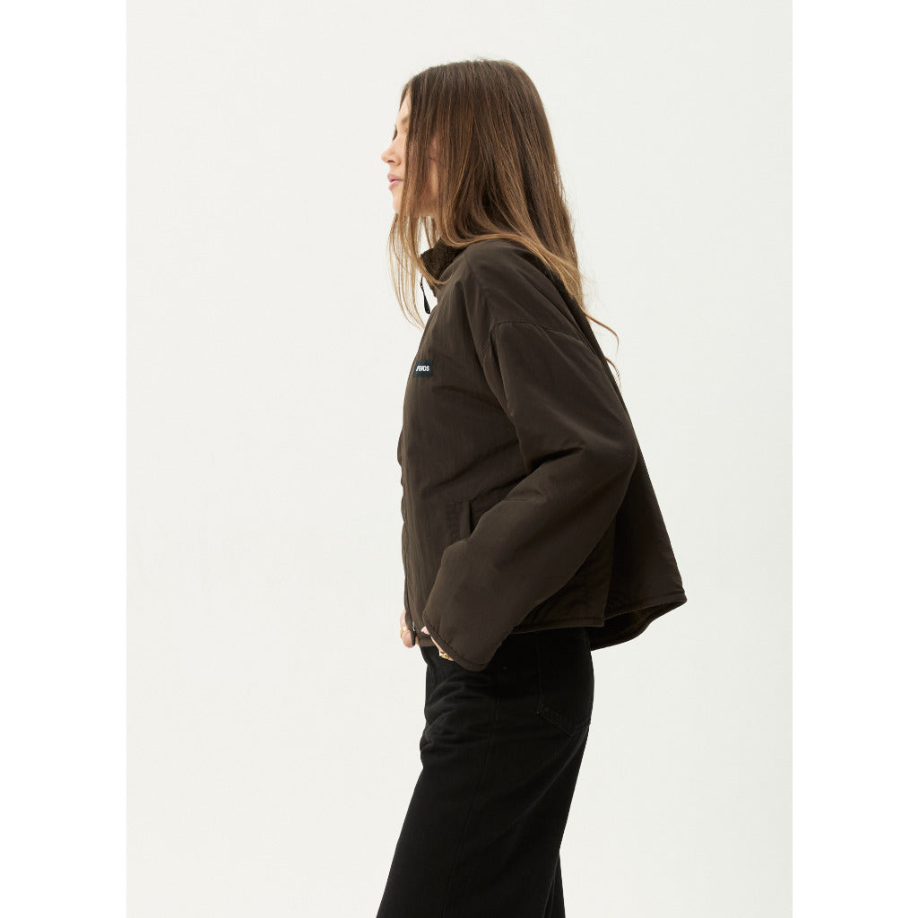 Afends Berlin Reversible Polar Fleece Jacket  in Coffee | Shop Afends women's clothing online with Pavement and enjoy free Aotearoa NZ shipping over $100*!