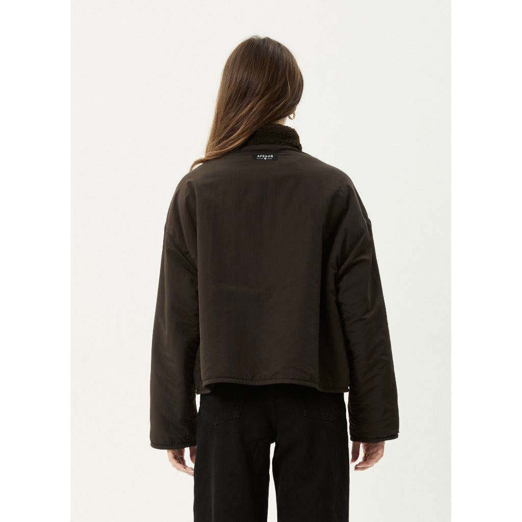 Afends Berlin Reversible Polar Fleece Jacket  in Coffee | Shop Afends women's clothing online with Pavement and enjoy free Aotearoa NZ shipping over $100*!