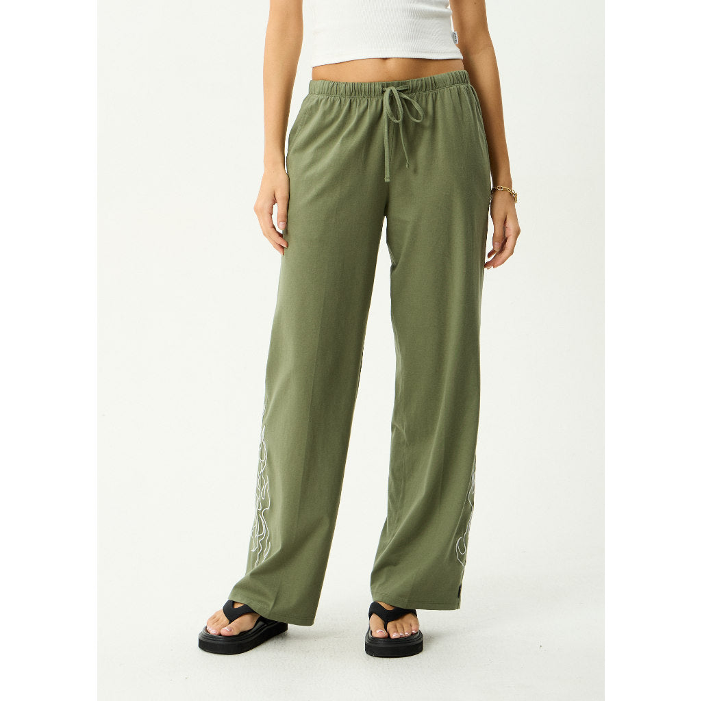 Afends Dirts Jersey Pant in Deep Olive | Shop Afends women's clothing online with Pavement and enjoy free Aotearoa NZ shipping over $100*!
