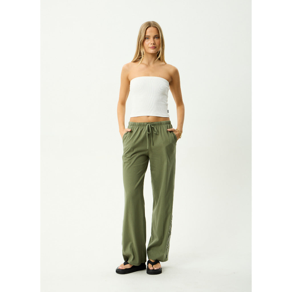 Afends Dirts Jersey Pant in Deep Olive | Shop Afends women's clothing online with Pavement and enjoy free Aotearoa NZ shipping over $100*!