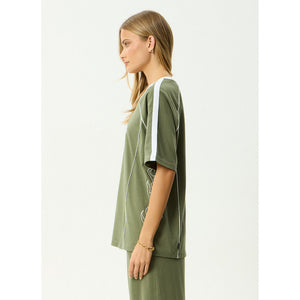 Afends Dirts Oversized Tee in Deep Olive | Shop Afends women's clothing online with Pavement and enjoy free Aotearoa NZ shipping over $100*!