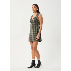 Afends Jonah Mini Dress in Deep Olive Check | Free Aotearoa NZ delivery on your Afends order over $100* with Pavement Skate Store.