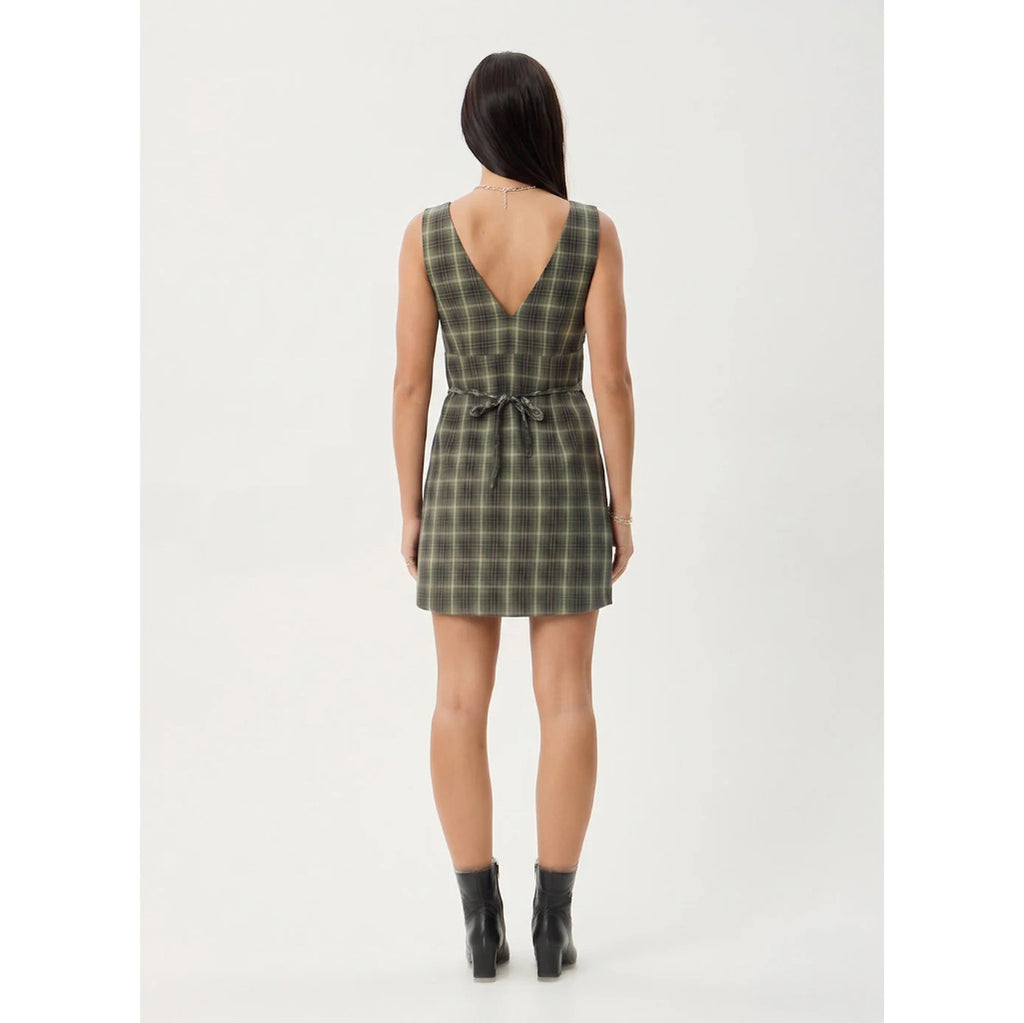 Afends Jonah Mini Dress in Deep Olive Check | Free Aotearoa NZ delivery on your Afends order over $100* with Pavement Skate Store.