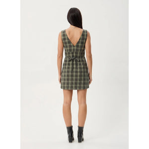 Afends Jonah Mini Dress in Deep Olive Check | Free Aotearoa NZ delivery on your Afends order over $100* with Pavement Skate Store.