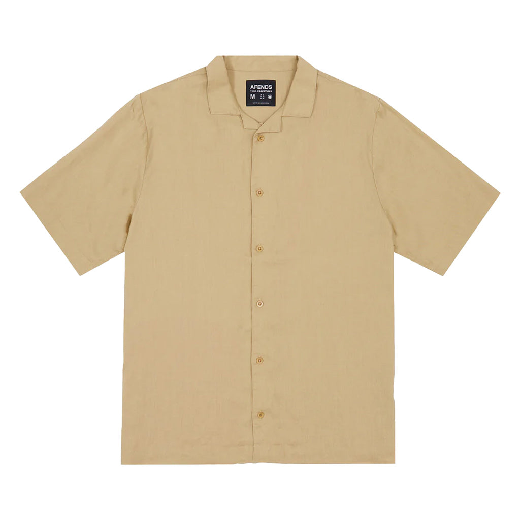 Afends Daily Hemp Cuban Short Sleeve Shirt - Camel. Short Sleeves. Relaxed Fit. Button-Up Front. Sustainable Corozo Buttons. Cuban Style Collar. Straight Hemline. 55% Hemp 45% Tencel. Lightweight, 136gsm. Shop Afends mens clothing. Fast NZ delivery - Same day Dunedin delivery before 3. Pavement skate store, Ōtepoti.