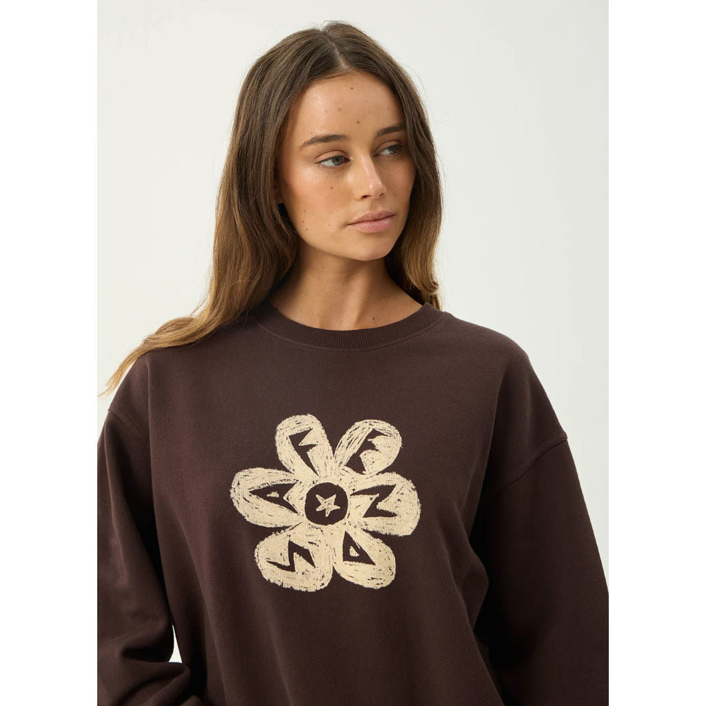 Afends Raven Crew Neck - Washed Coffee | Shop Afends womens clothing online with Pavement Skate Store with free Aotearoa NZ shipping over $100*!