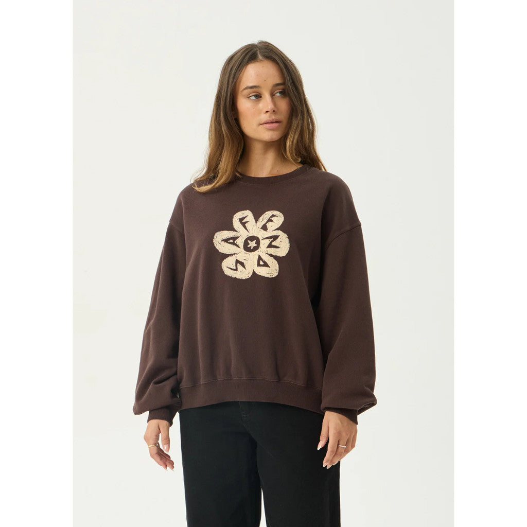 Afends Raven Crew Neck - Washed Coffee | Shop Afends womens clothing online with Pavement Skate Store with free Aotearoa NZ shipping over $100*!