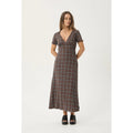 Afends Reverie Seersucker Maxi Dress in Coffee Check | Free Aotearoa NZ delivery on your Afends order over $100* with Pavement Skate Store.