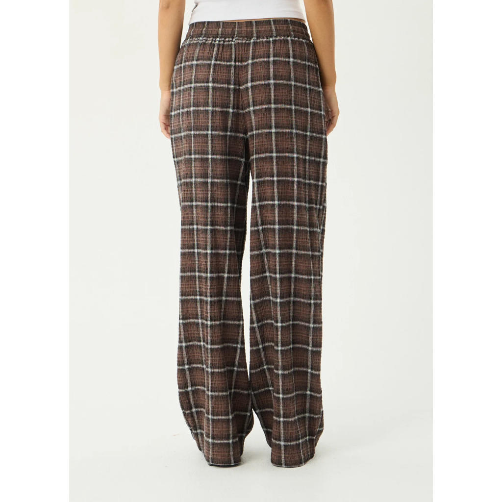 Afends Reverie Seersucker Pant in Coffee Check | Free Aotearoa NZ delivery on your Afends order over $100* with Pavement Skate Store.