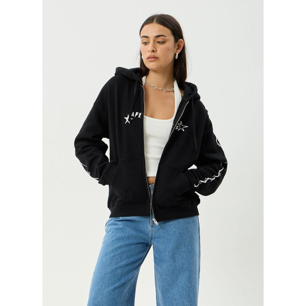 Afends Terra Zip Hood - Black | Shop Afends womens clothing online with Pavement Skate Store with free Aotearoa NZ shipping over $100*!